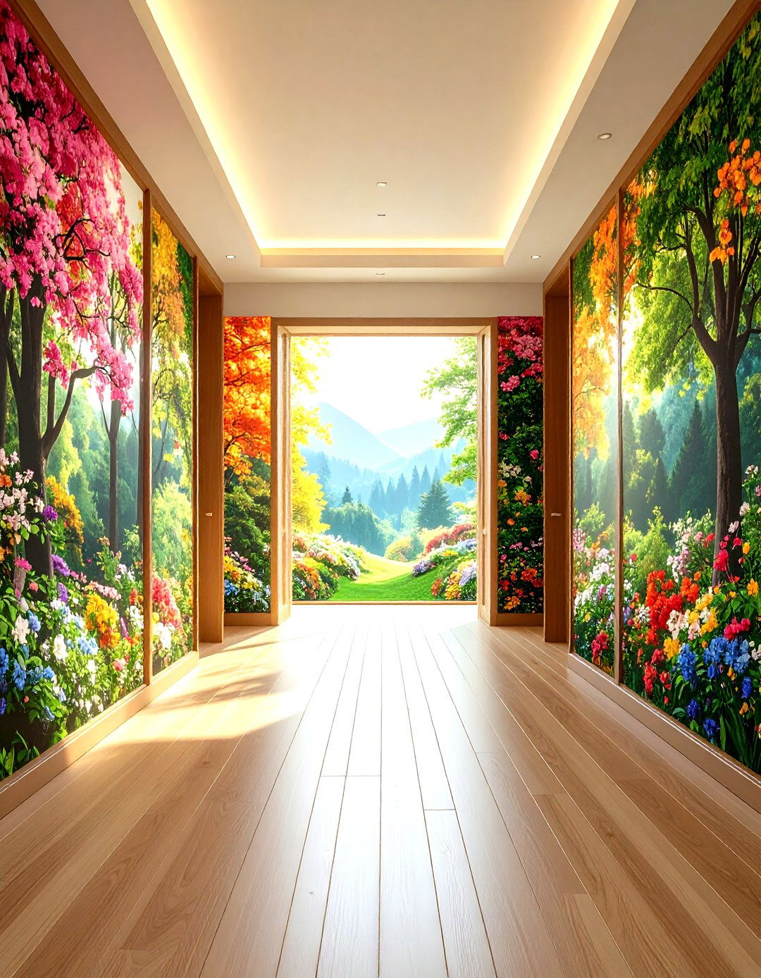 Scenic Landscape Hallway Wallpaper to Create Distance - 20 Hallway Wallpaper Ideas