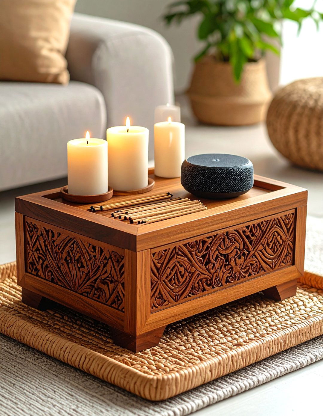 Scent and Sound Complete the Boho Living Room Atmosphere - 20 Boho Living Room Ideas