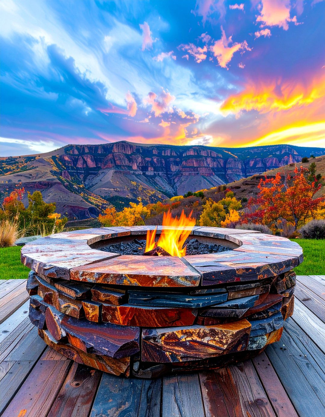 Schist Rock Fire Pit Artistic Design - 20 Rock Fire Pit Ideas