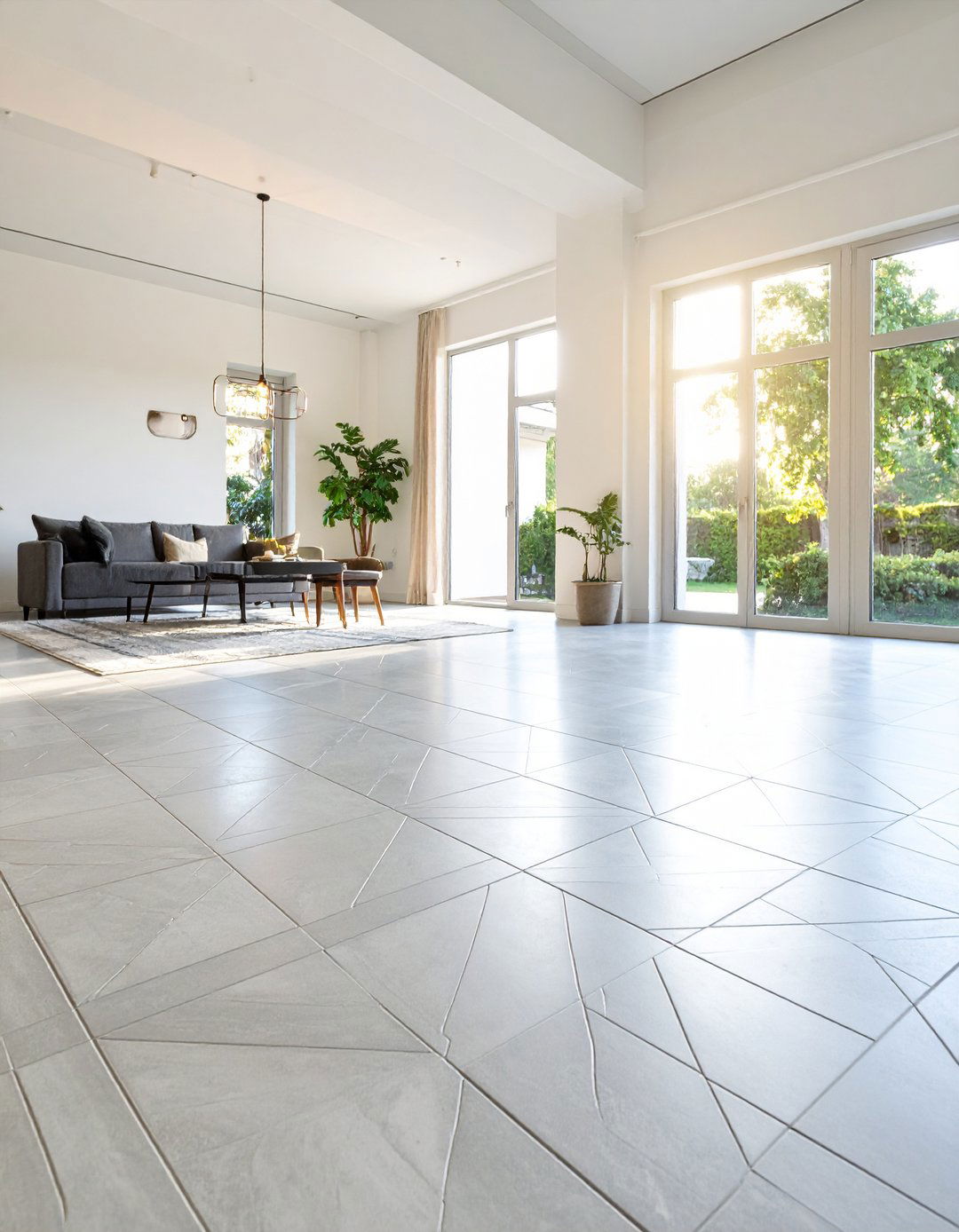 Scored and Engraved Concrete Floors with Geometric Patterns - 20 Concrete Floor Design Ideas