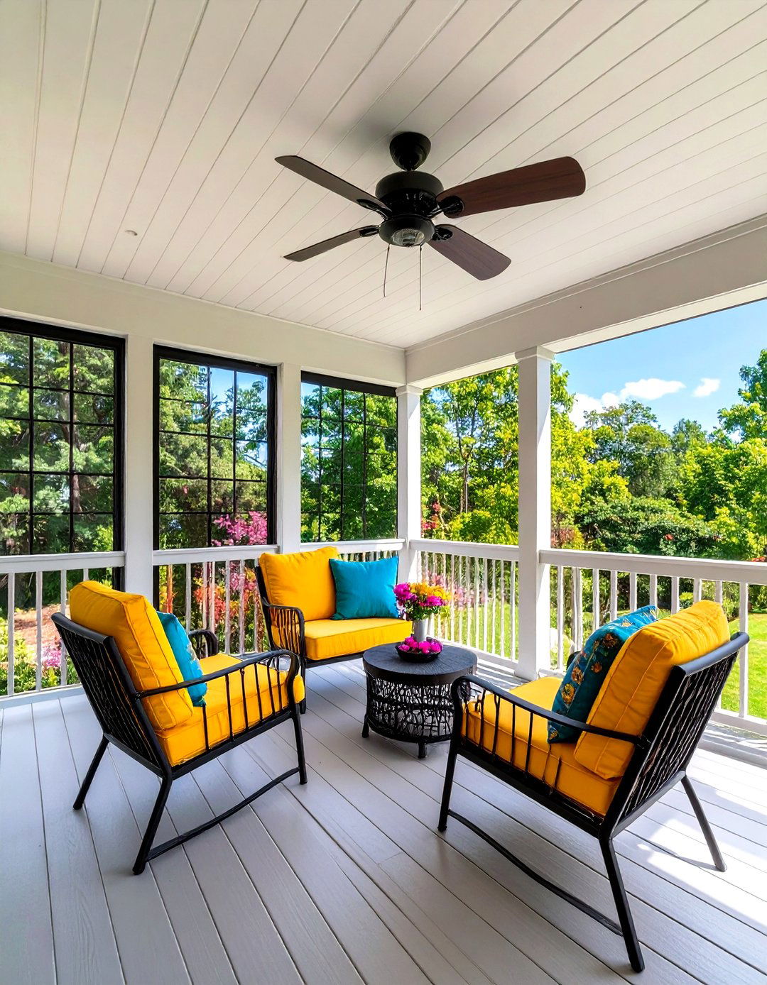 Screened Farmhouse Porch for Bug Free Evenings - 20 Farmhouse Porch Ideas