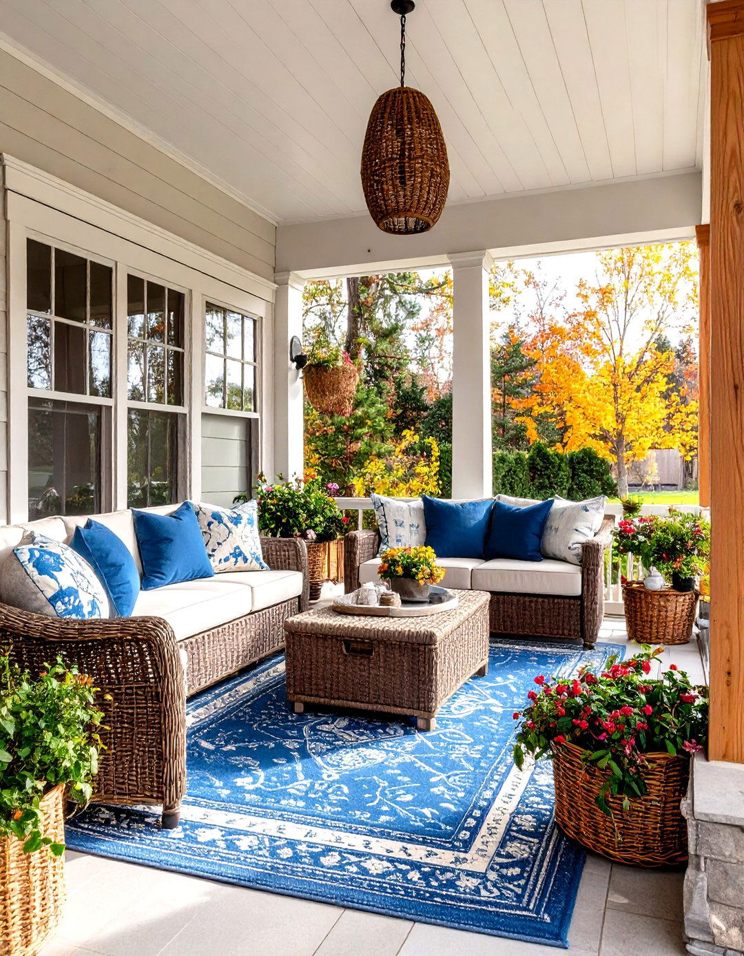 Screened Rustic Porch with Cedar Framework - 20 Rustic Porch Ideas