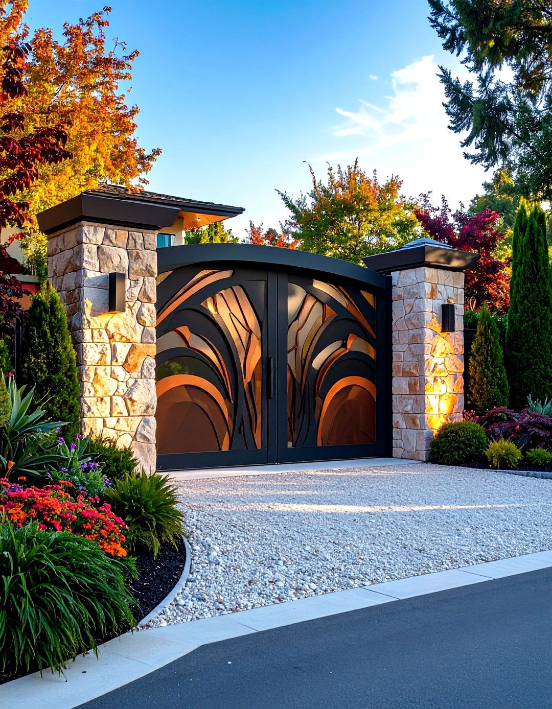 Sculptural Art Driveway Gate Statement - 20 Driveway Gate Ideas