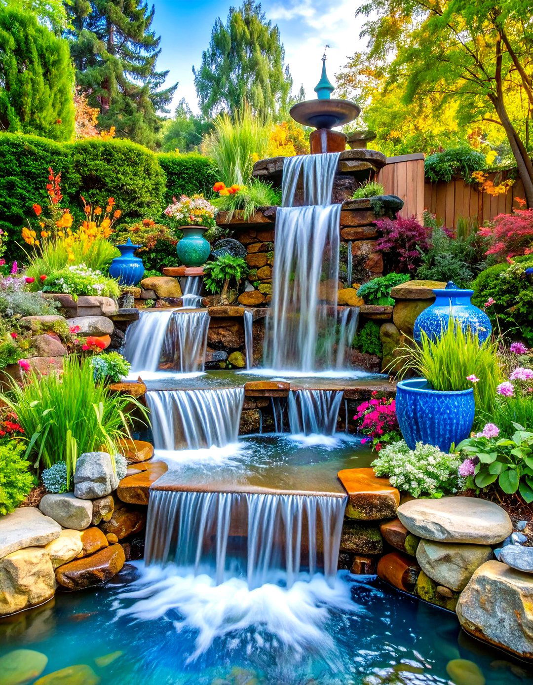 Sculptural Art Pondless Waterfall - 20 Pondless Waterfall Design Ideas