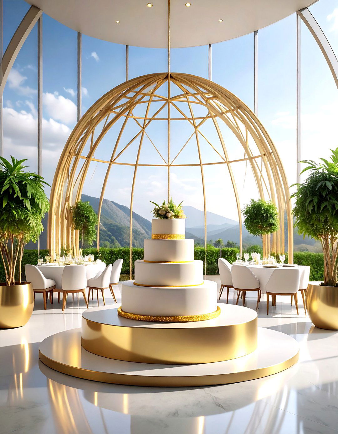 Sculptural Dome Wedding Cake with Metallic Accents - 20 Wedding Cake Ideas
