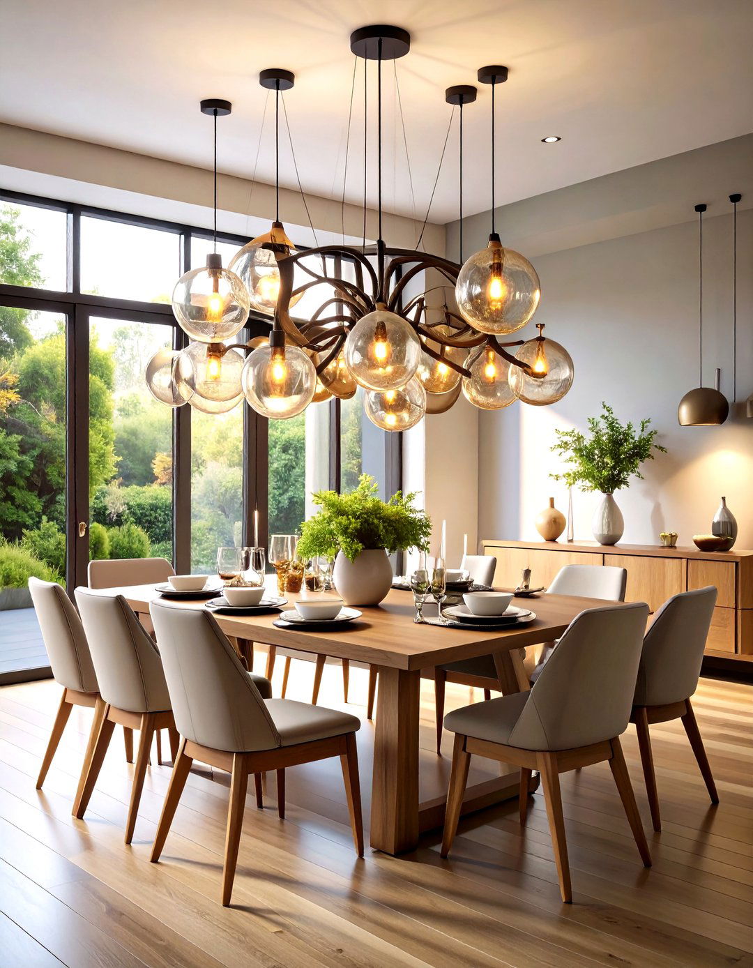 Sculptural Statement Chandelier Takes Center Stage - 20 Dining Room Lighting Ideas