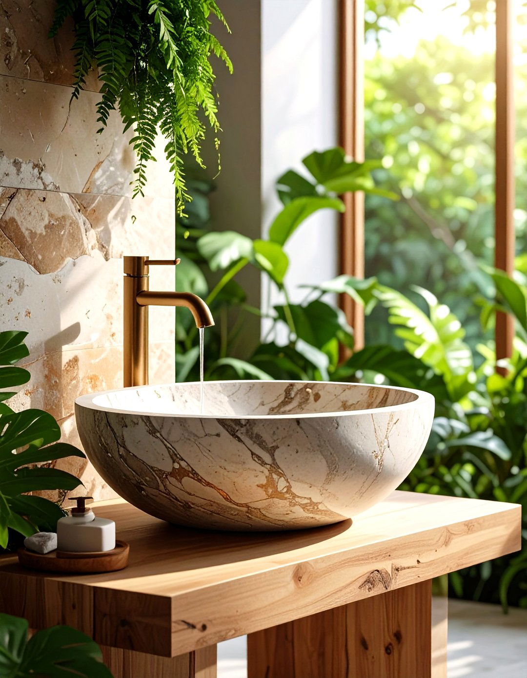 Sculptural Stone Bathroom Basin - 20 Elegant Bathroom Decor Ideas