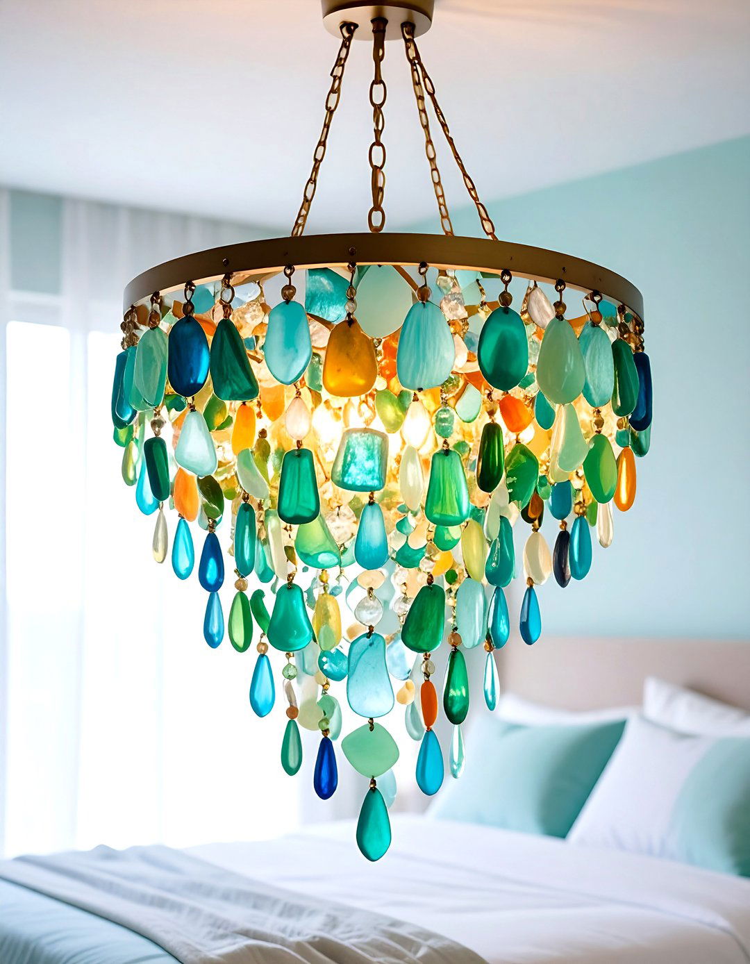 Sea Glass Chandelier - 20 Underwater Mermaid Bedroom Ideas