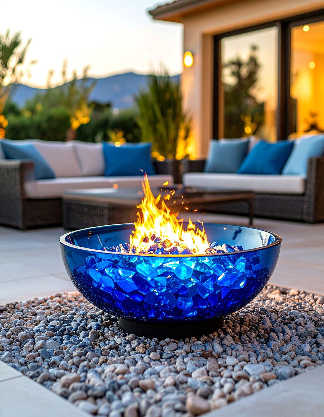 Sea Glass Fire Bowl - 20 Greek Garden Ideas