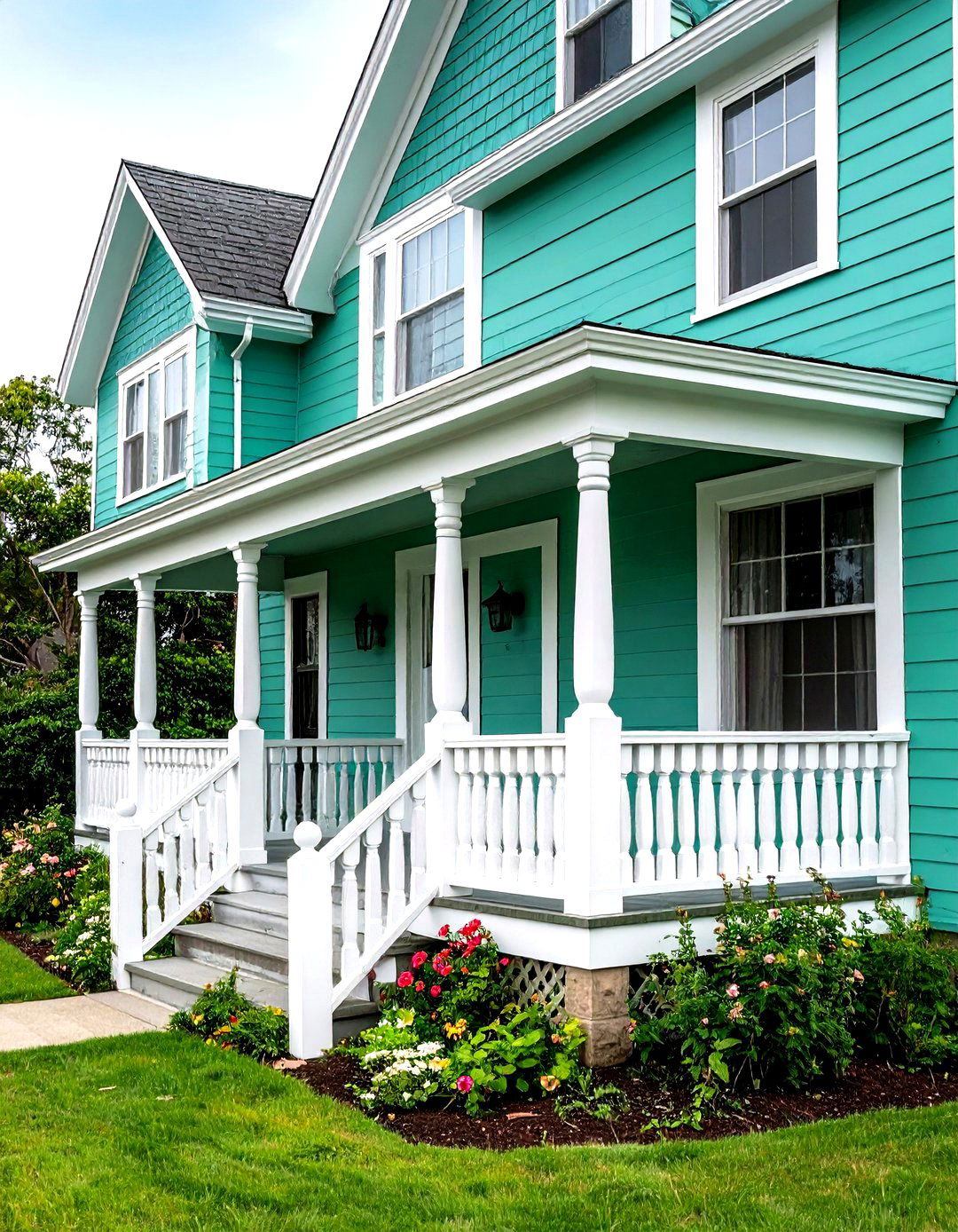 Seafoam Coastal Retreat - 20 Green Exterior House Paint Ideas