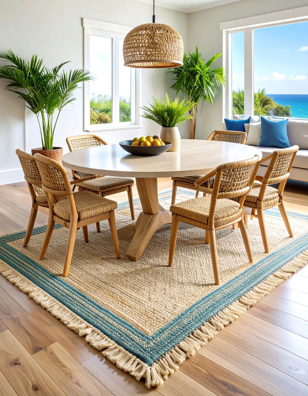 Seagrass Coastal Dining Room Rug - 20 Coastal Dining Room Ideas
