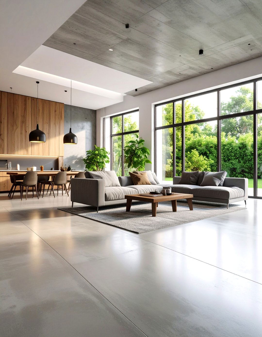 Sealed Raw Concrete Floors with Industrial Aesthetics - 20 Concrete Floor Ideas