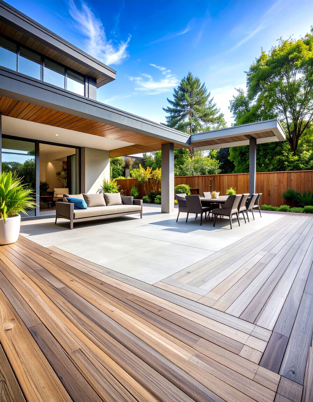 Seamless Concrete Deck with Indoor Outdoor Transition - 20 Concrete Deck Ideas