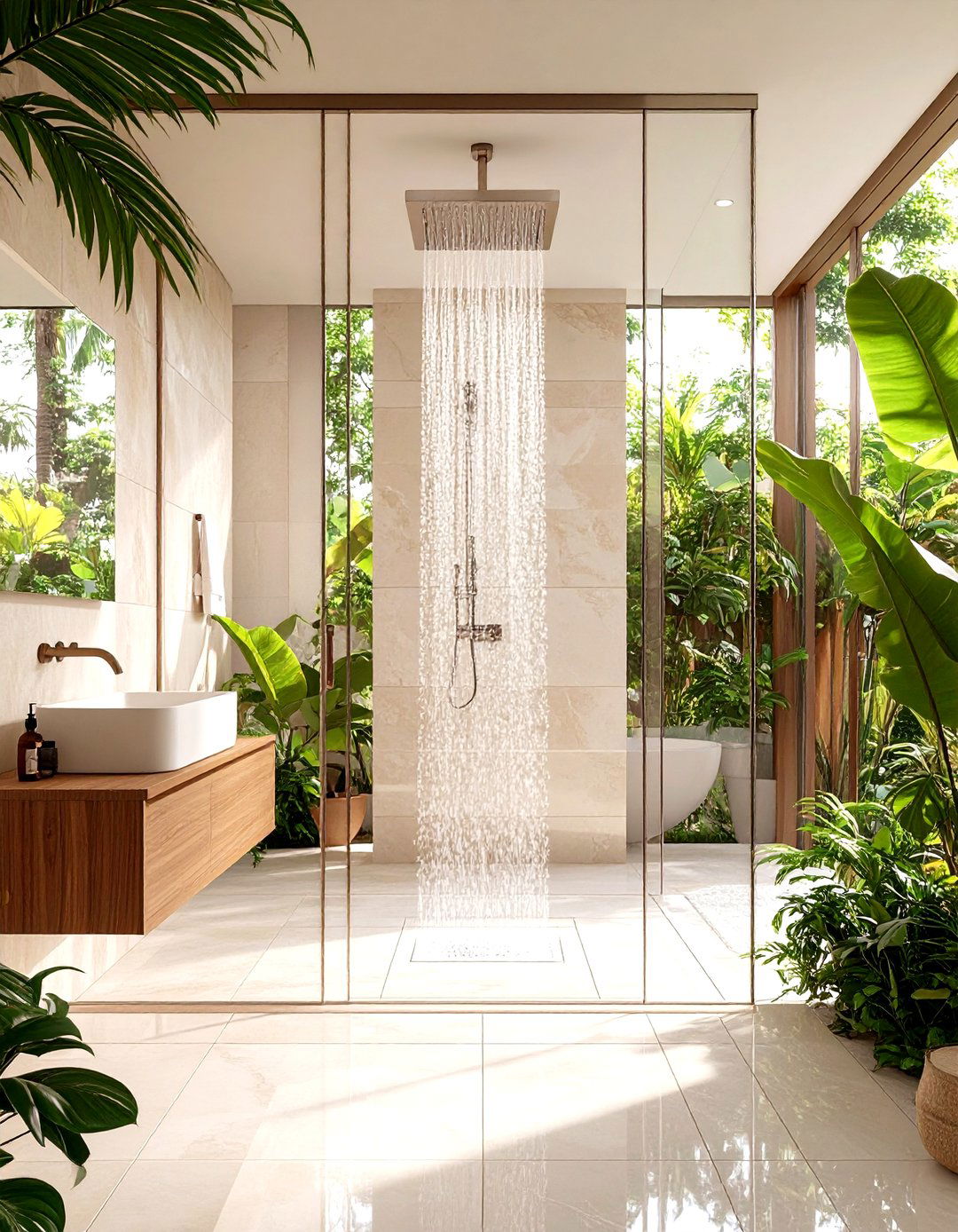 Seamless Floor to Wall Tile Continuation - 20 Half-wall Shower Ideas