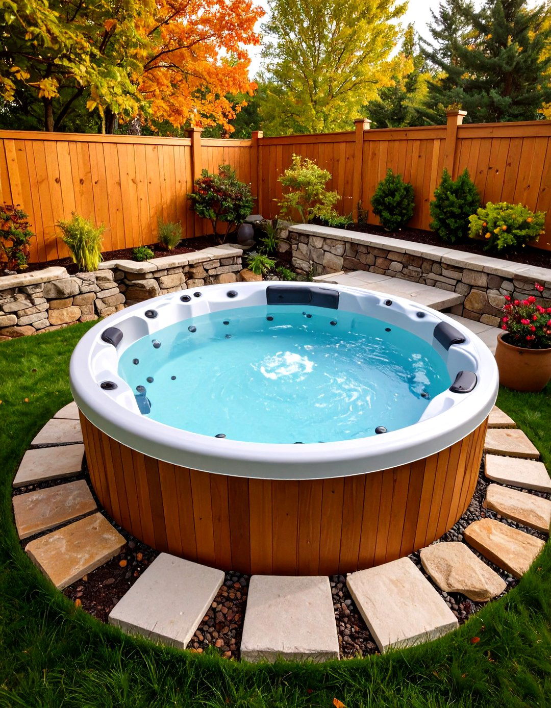 Seamless Integration with Natural Stone Surround - 20 Sunken Hot Tub Ideas