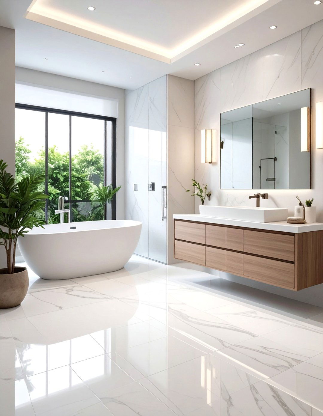 Seamless Large Format Bathroom Tiles - 20 Elegant Bathroom Decor Ideas