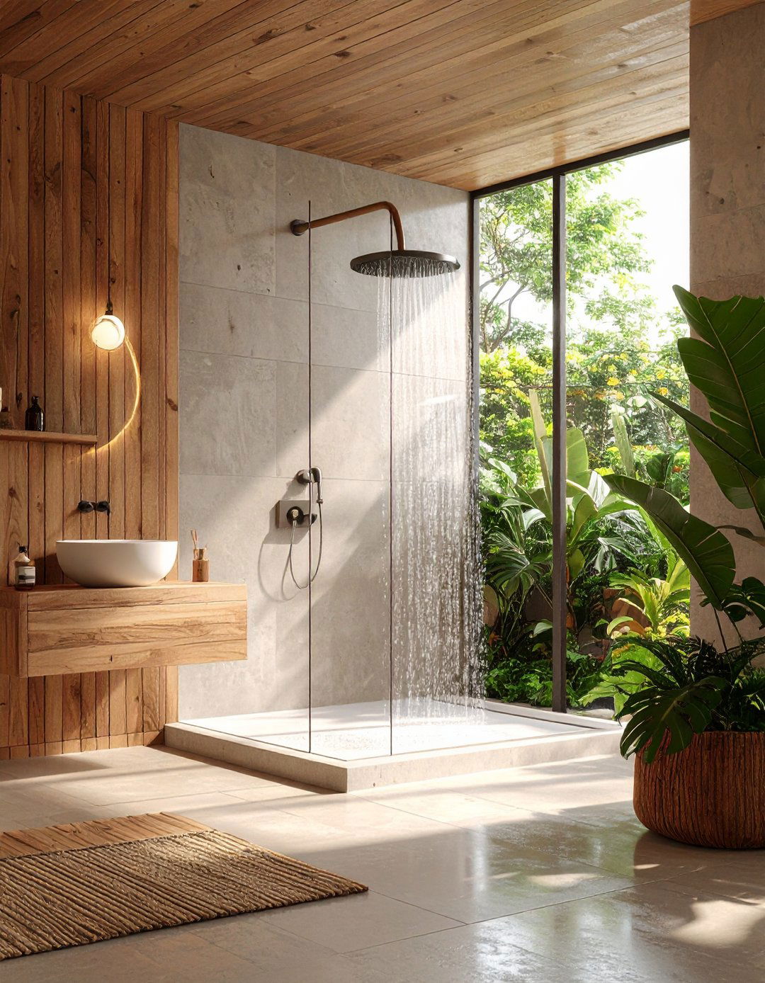 Seamless Microcement Walls - 20 Rustic Walk-in Shower Ideas