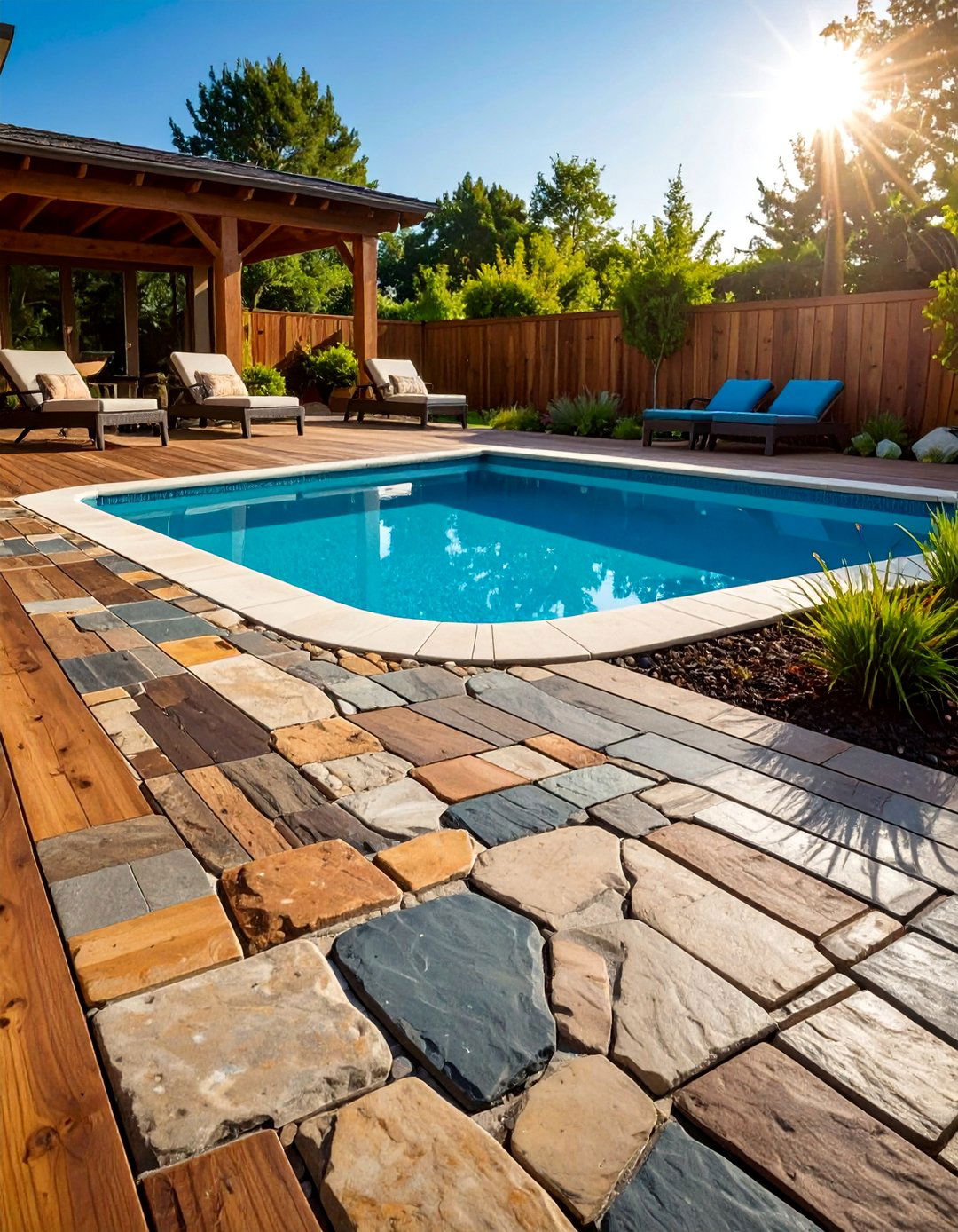 Seamless Slate Finish - 20 Stamped Concrete Pool Deck Ideas
