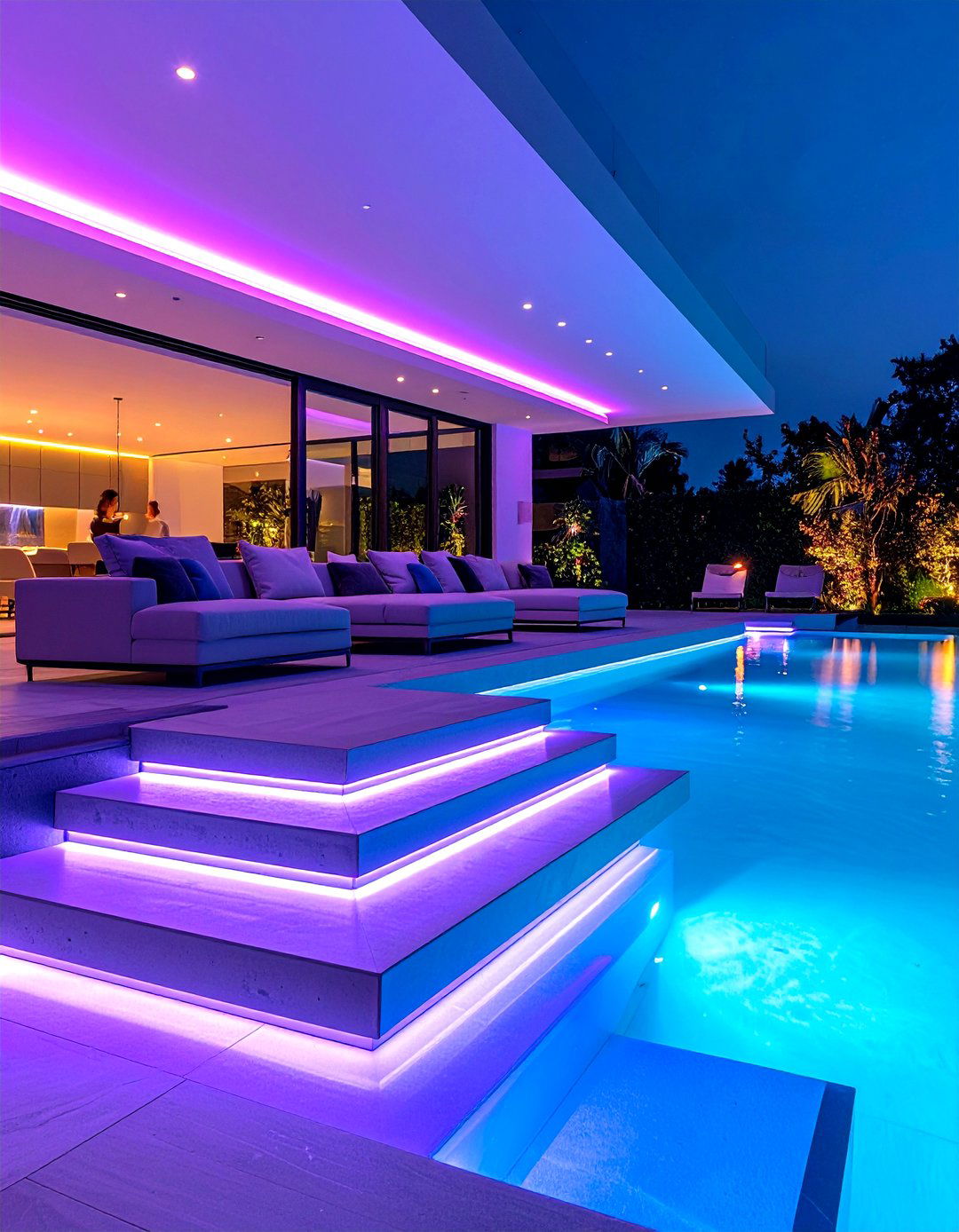 Seamless Step Design with Floating Steps - 20 Sunken Living Room Ideas