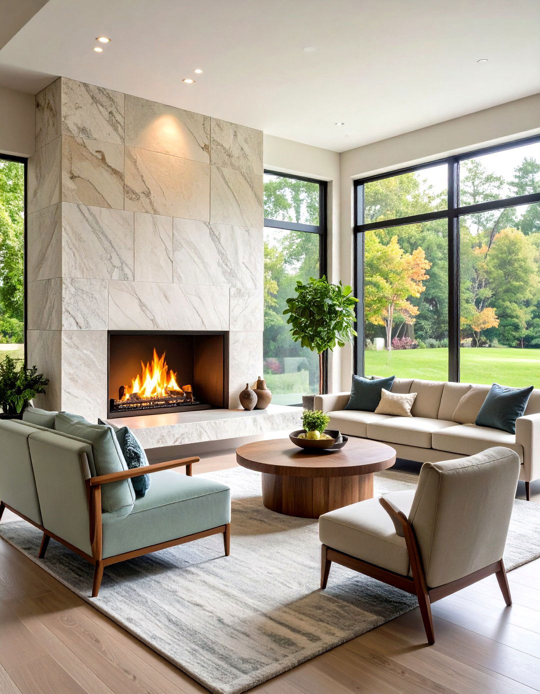 Seamless Stone Statement Fireplace - 20 Floor to Ceiling Fireplace Ideas