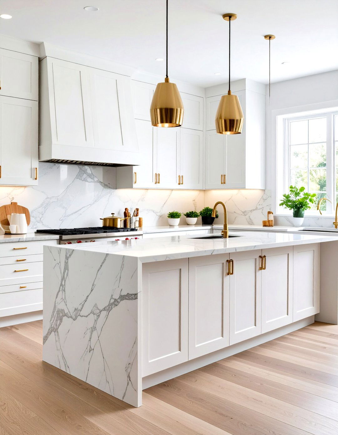 Seamless White Cabinet Kitchen Backsplash Natural Stone Slabs - 20 White Cabinet Kitchen Backsplash Ideas