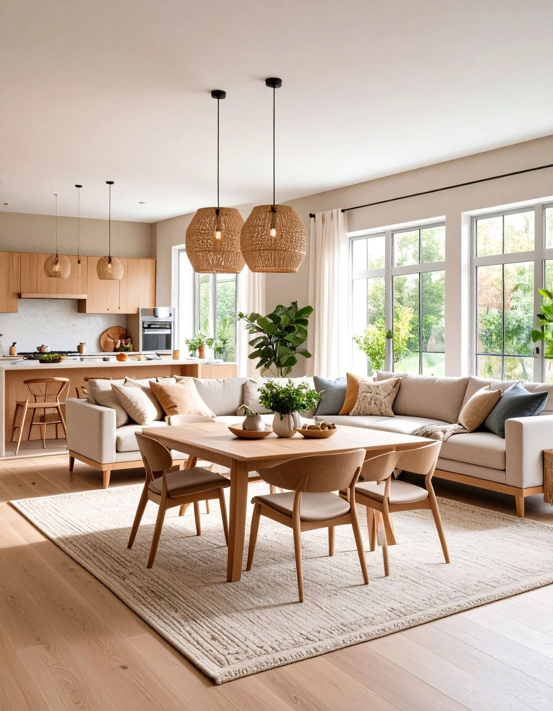 Seamlessly Link Open Plan Zones - 20 Greige Living Room Ideas