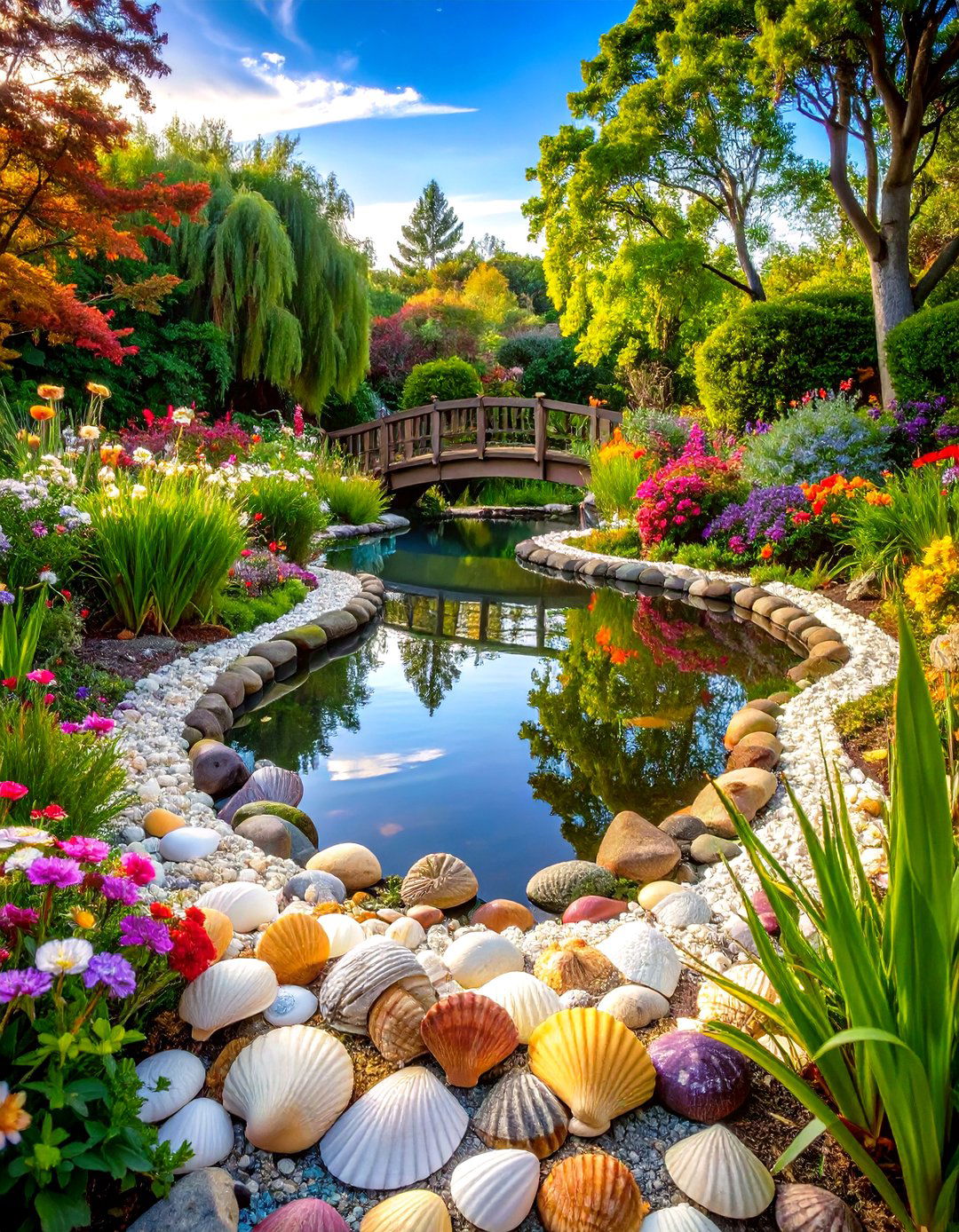 Seashell Coastal Pond Edging - 20 Pond Edging Ideas