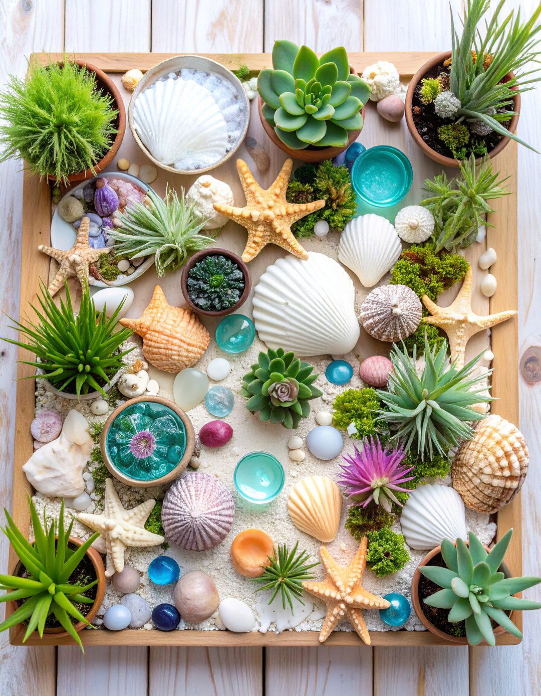 Seashell Fairy Garden Container Coastal Tide Pool Haven - 20 Fairy Garden Container Ideas