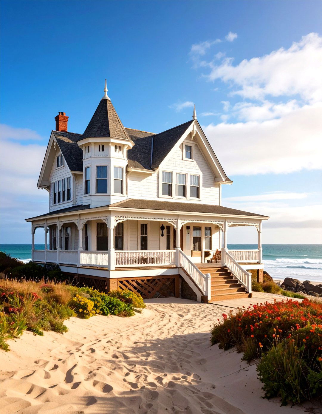 Seaside Victorian with Breezy Clay Boards - 20 Home Designs Using Natural Clay Siding Colors
