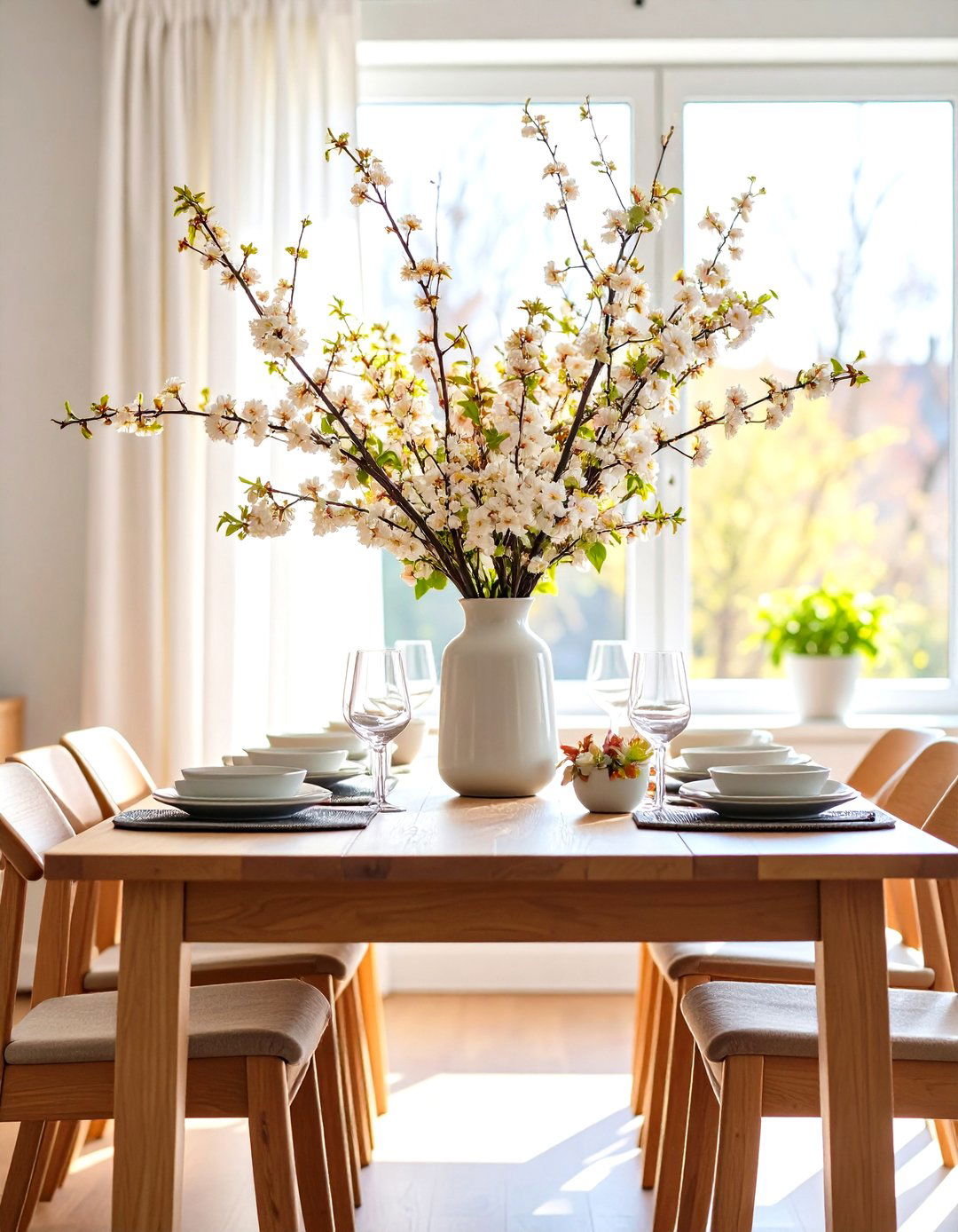 Seasonal Branches Give the Dining Table Height and Drama - 20 Dining Room Table Decor Ideas