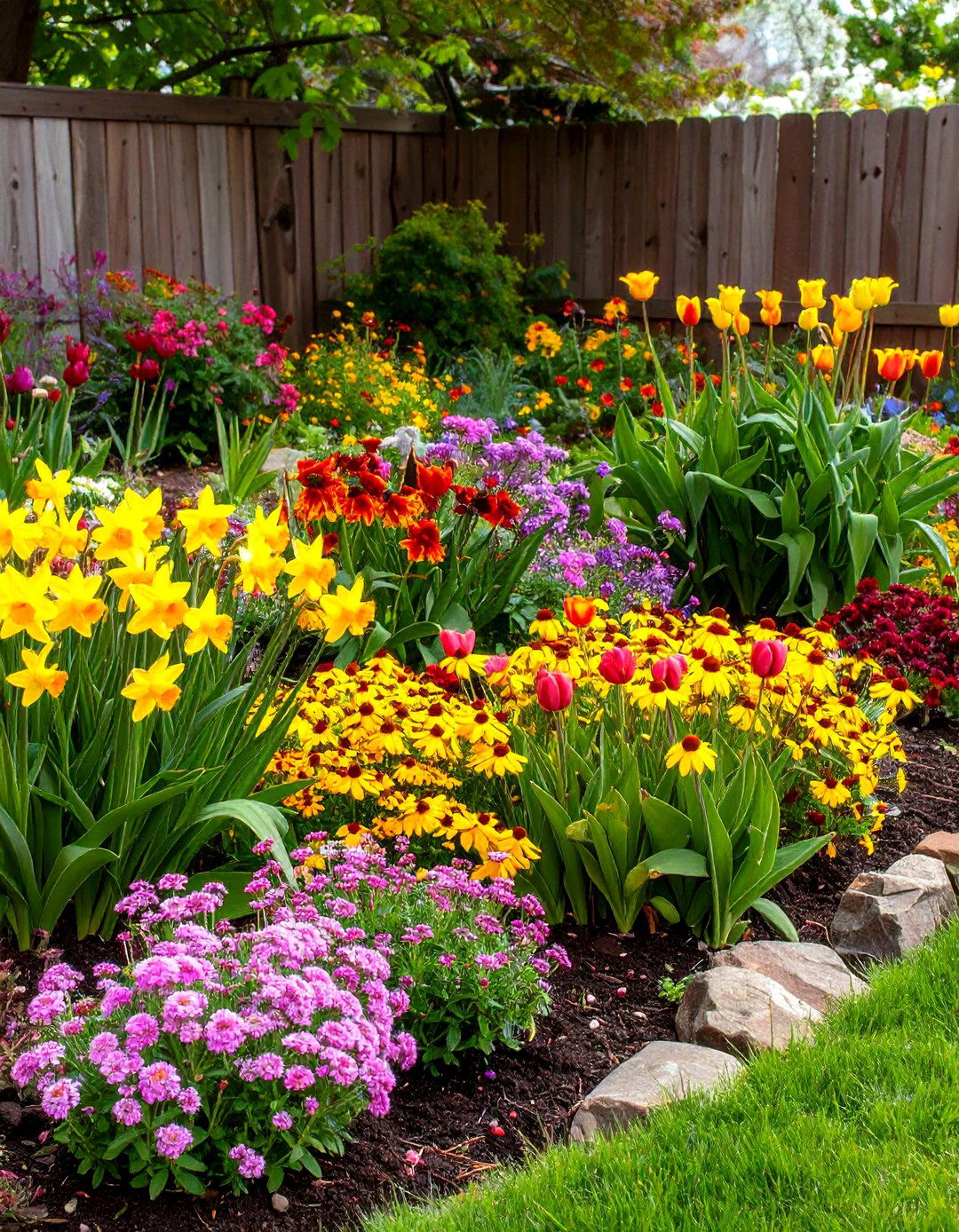 Seasonal Bulb to Perennial Transition Flower Bed - 20 Front Yard Texas Flower Bed Ideas