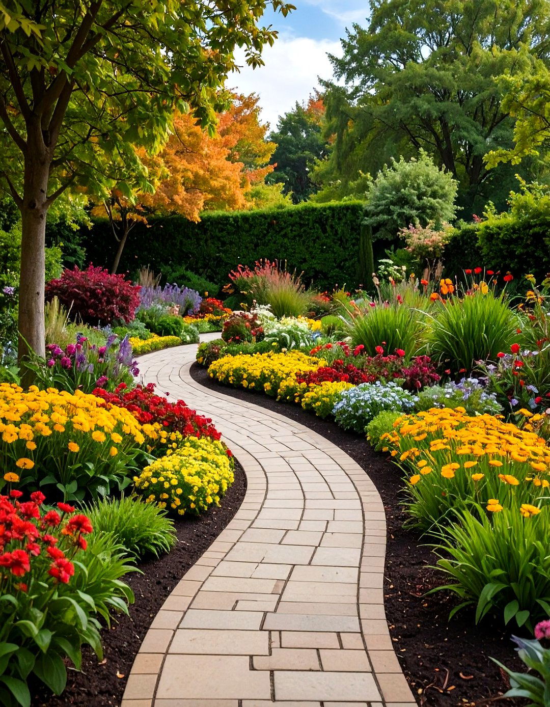 Seasonal Color Curved Walkway That Transforms Year Round - 20 Curved Walkway Ideas
