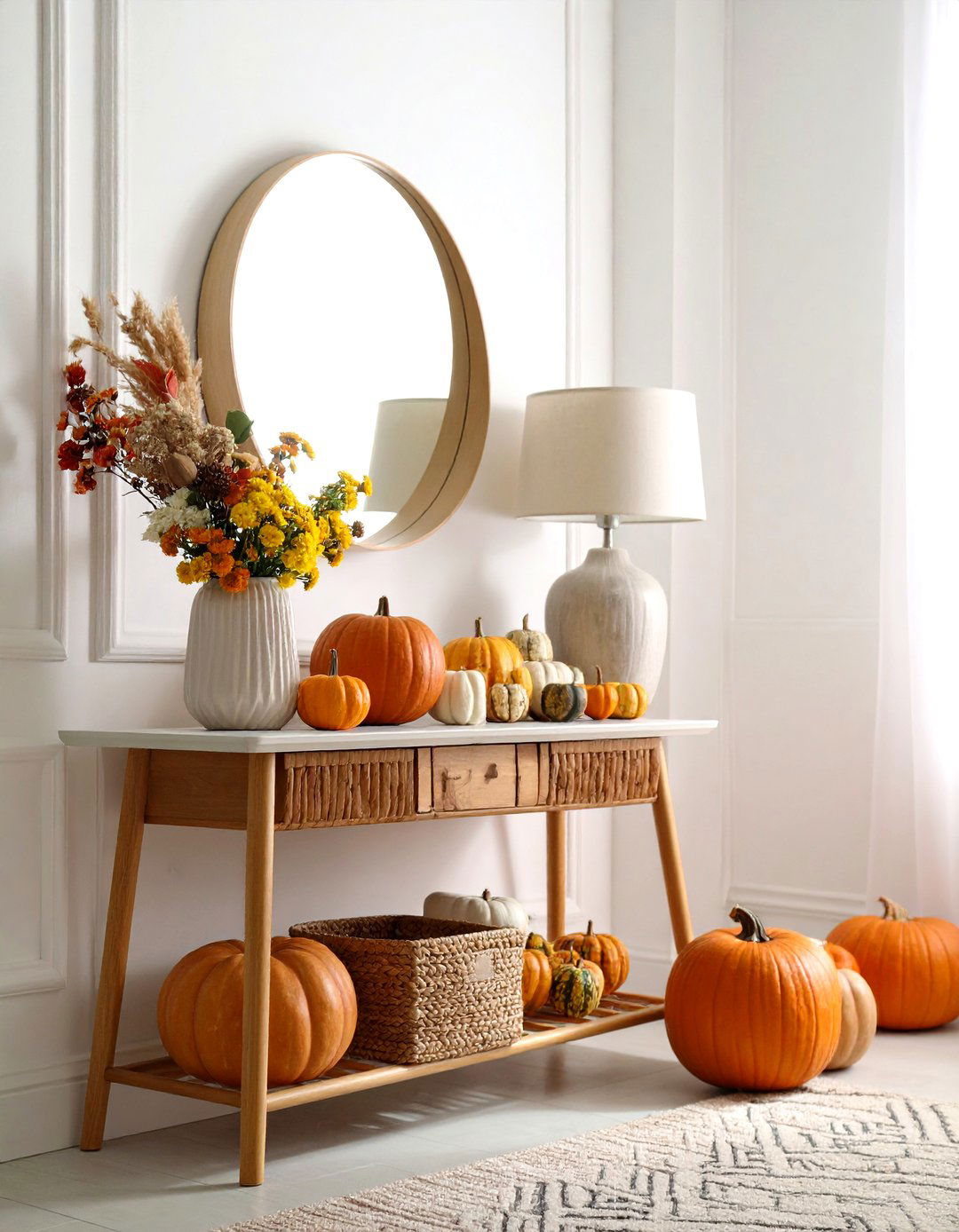 Seasonal Console Table with Rotating Holiday Displays - 20 Console Table Decor Ideas