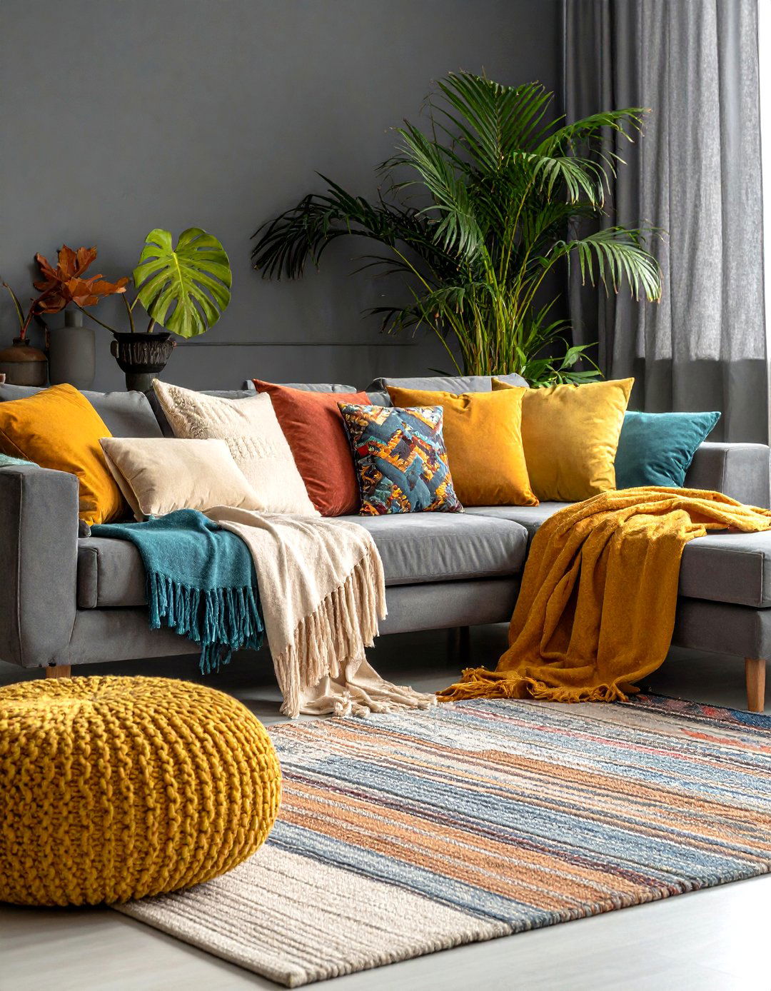 Seasonal Decor Swaps to Refresh the Palette - 20 Grey Living Room With Dark Wood Floors