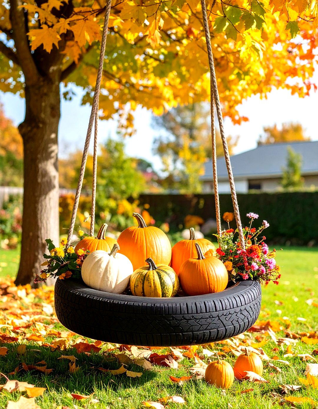 Seasonal Decor Tire Swing - 20 Tire Swing Ideas