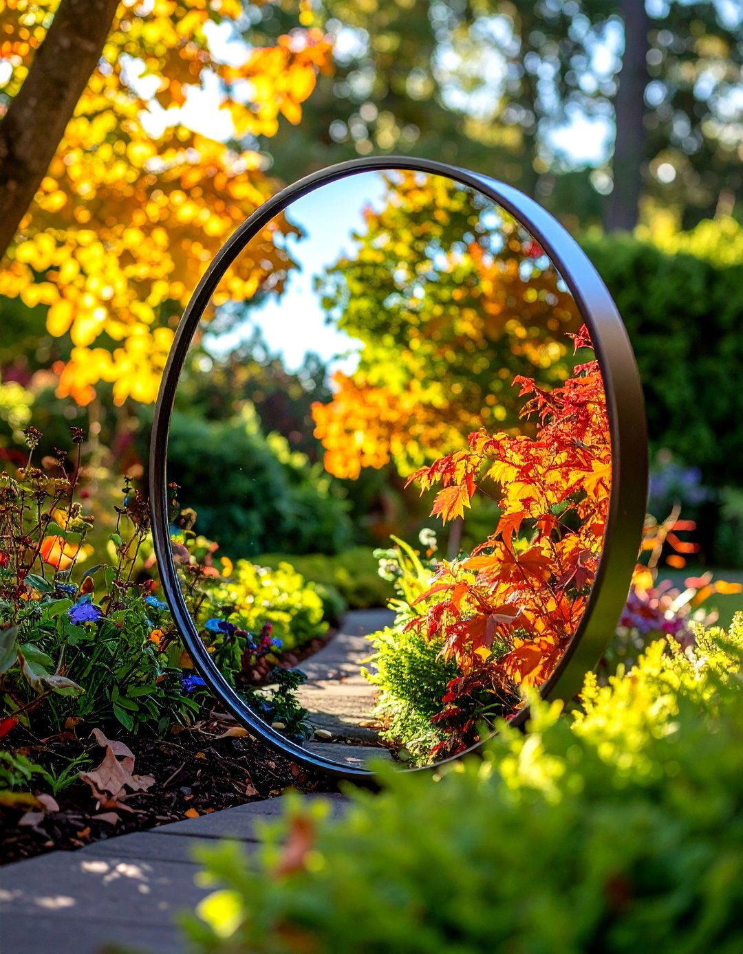Seasonal Film Garden Mirror Shifts Color All Year - 20 Garden Mirror Ideas