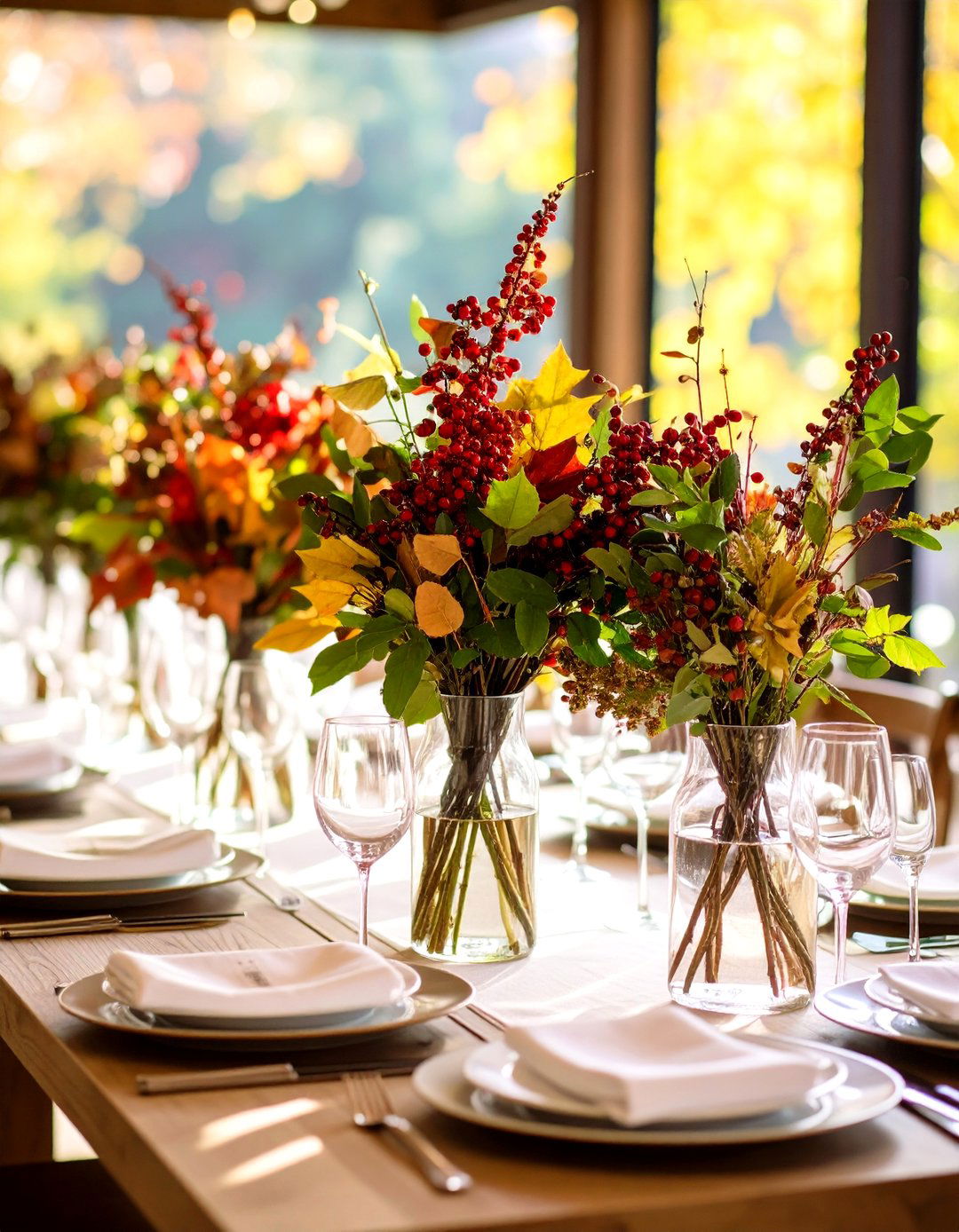 Seasonal Foliage and Berry Arrangements - 20 Tall Wedding Centerpiece Ideas
