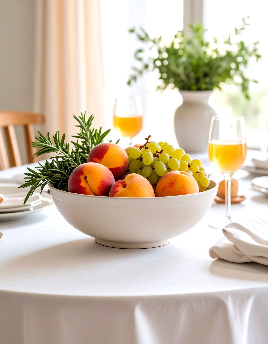 Seasonal Fruit Filled Dough Bowl on the Dining Table - 20 Dough Bowl Decor Ideas
