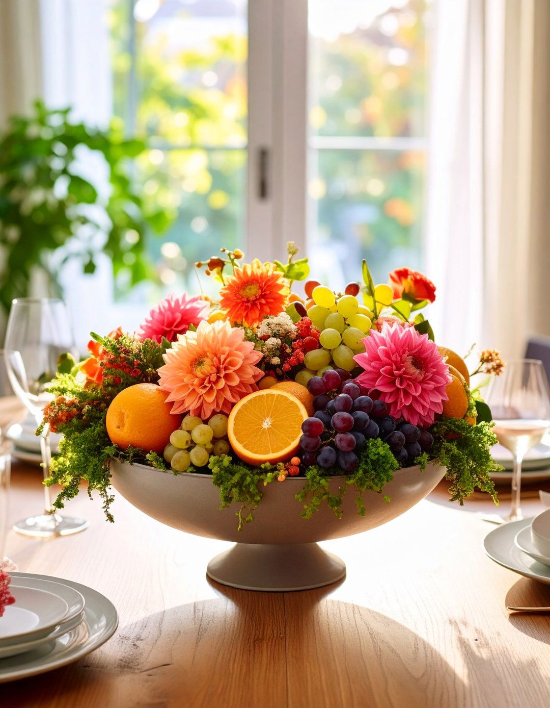 Seasonal Fruit and Bloom Bowl Flower Centerpiece - 20 Flower Centerpiece Ideas