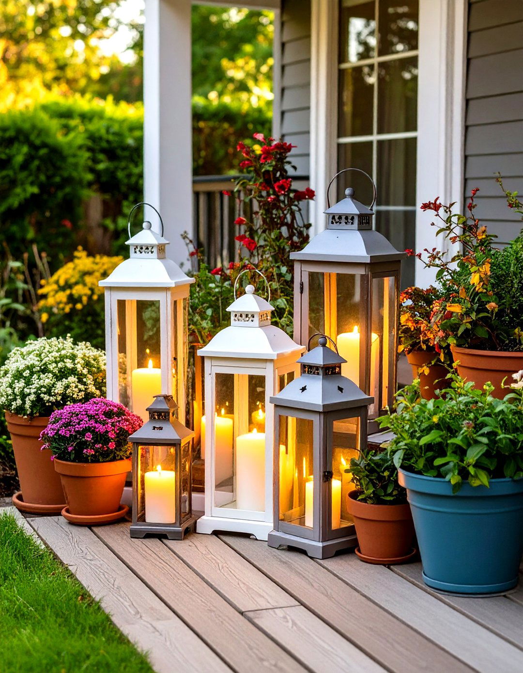 Seasonal Lantern Clusters in Porch Lighting - 20 Front Porch Lighting Ideas