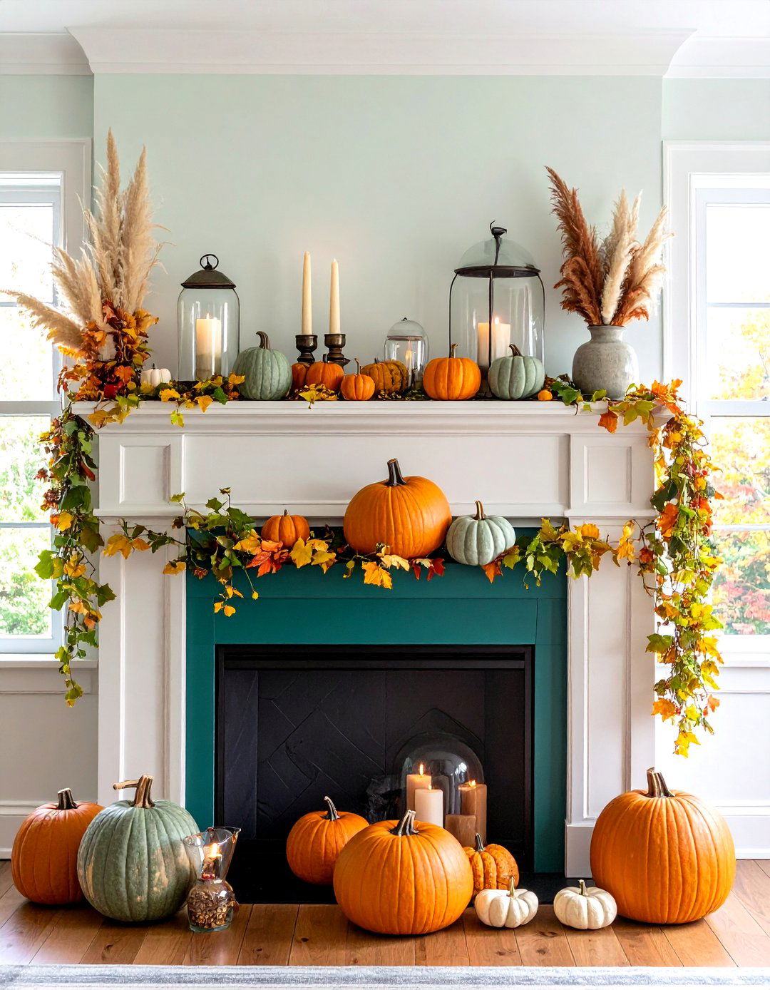 Seasonal Mantel Styling with Fall Elements - 20 Fall Living Room Ideas