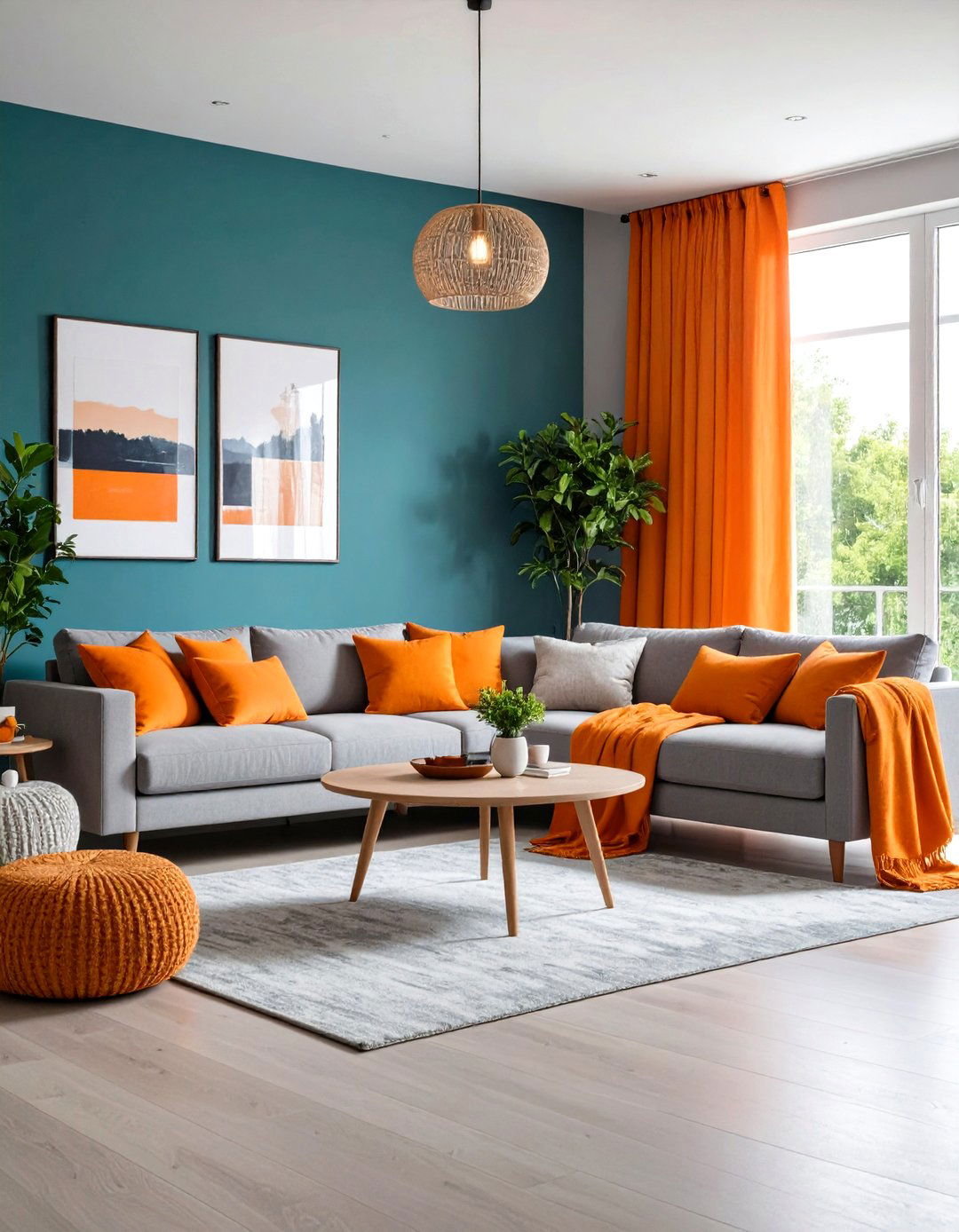 Seasonal Orange and Grey Living Room with Adaptable Elements - 20 Orange and Grey Living Room Ideas
