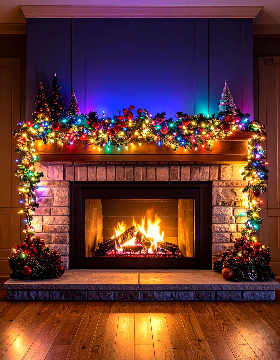 Seasonal String Lights Keep Decor Fresh - 20 Fireplace Mantel Lighting Ideas