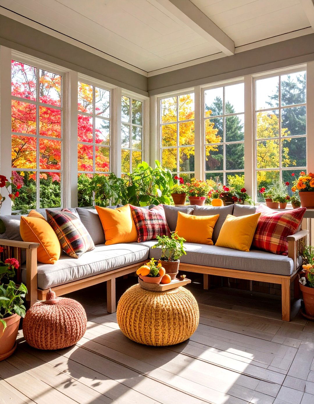Seasonal Swap Out Decor Keeps the Look Fresh - 20 Farmhouse Sunroom Ideas
