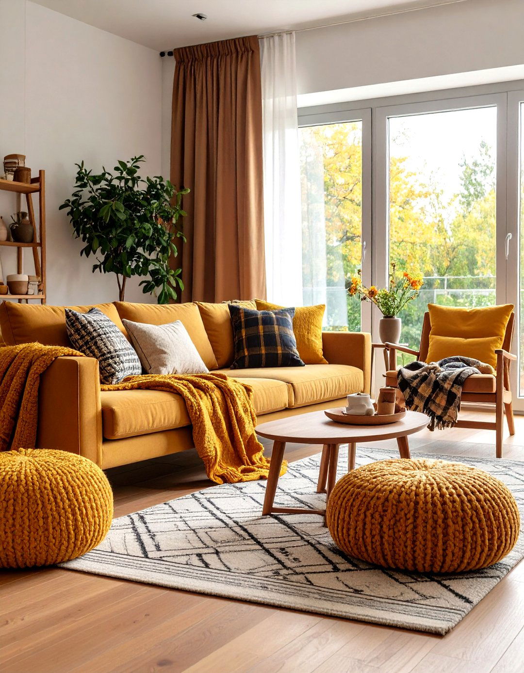 Seasonal Swap Strategy Keeps a Grey and Yellow Living Room Fresh - 20 Grey and Yellow Living Room Ideas