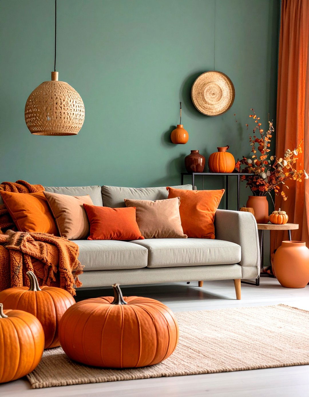 Seasonal Switch Up Accessories for a Green and Orange Living Room - 20 Green and Orange Living Room Ideas