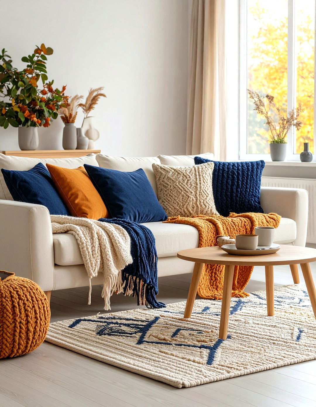 Seasonal Switch Up Fall Dressing a Cream Couch - 20 Cream Couch Living Room Ideas