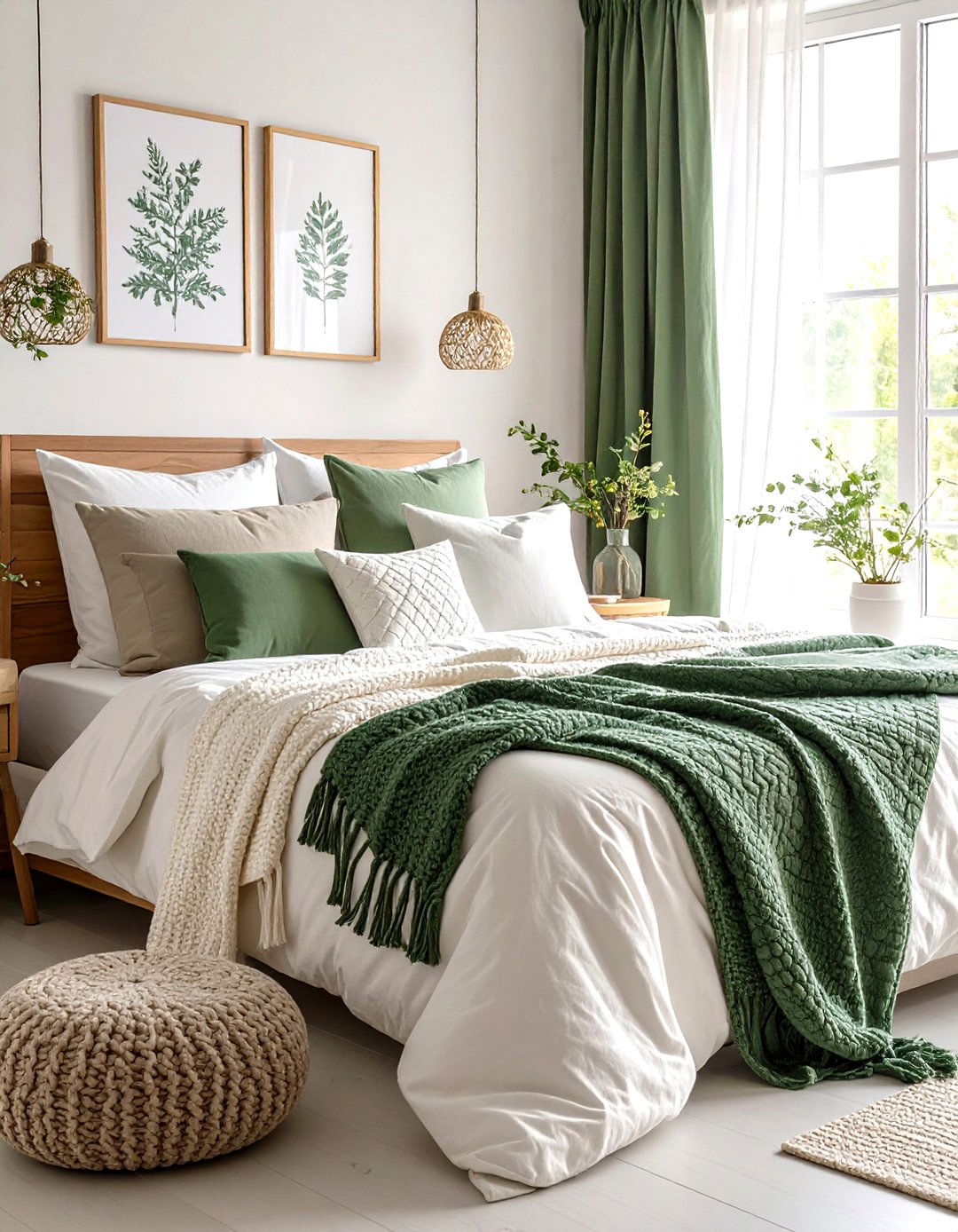 Seasonal Switch Ups With Textiles - 20 Green and White Bedroom Ideas