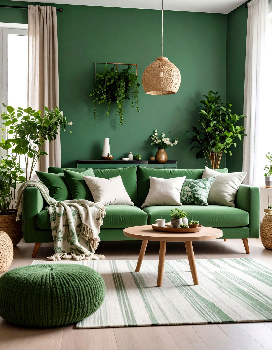 Seasonal Textiles Keep a Green Living Room Feeling Fresh All Year - 20 Green Living Room Ideas