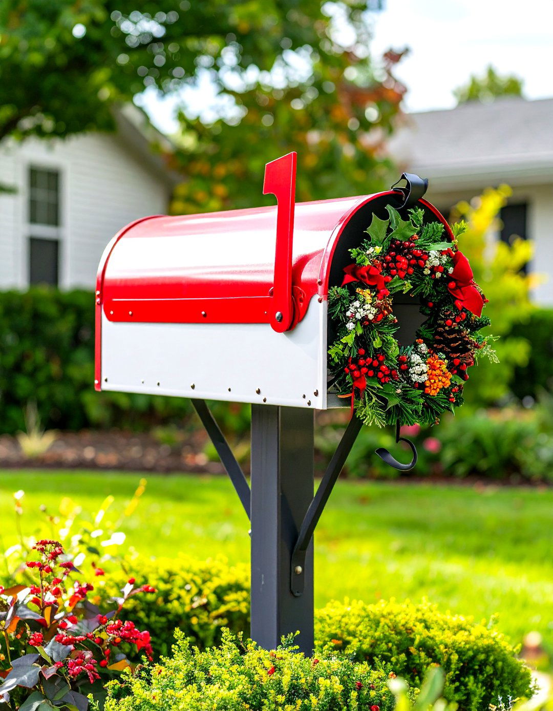 Seasonal Wreath Mailbox Decor - 20 Mailbox Decor Ideas